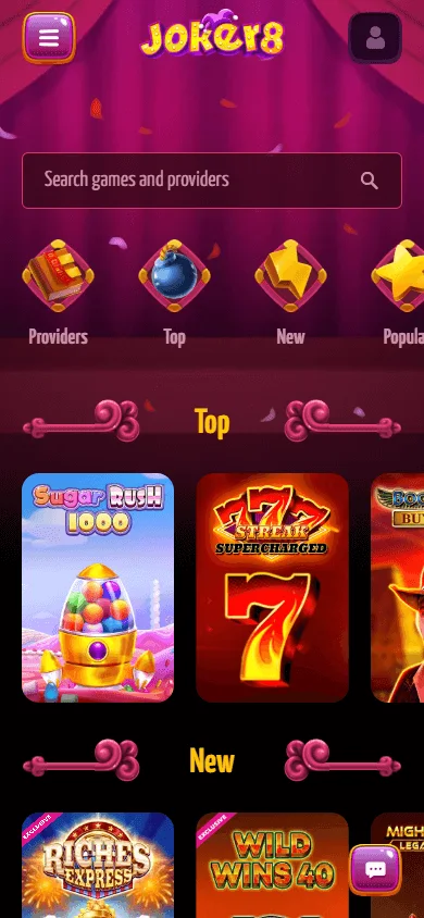 Joker8 Casino games on a mobile browser